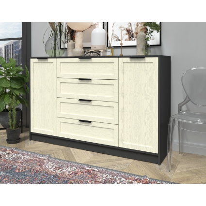 Тумба Тренд КТ-Т160 (Антрацит ЛДСП/ Дуб снежный ЛМДФ) Ш1600 В1020 Г451